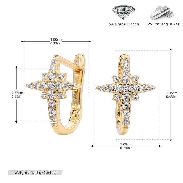 Wholesale S925 Sterling Silver Star Earrings Electroplated Minimalist Design For Women