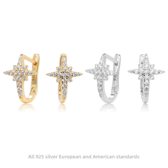 Wholesale S925 Sterling Silver Star Earrings Electroplated Minimalist Design For Women