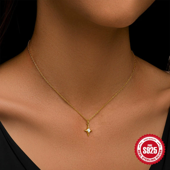 Wholesale S925 Sterling Silver Star Geometric Light Luxury Clavicle Chain With Electroplating For Women
