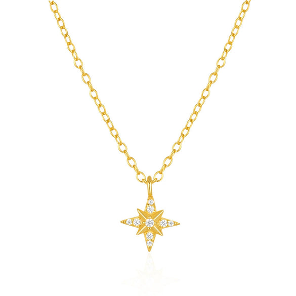 Wholesale S925 Sterling Silver Star Geometric Pendant Necklace With O Chain And Electroplating For Women
