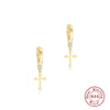 Wholesale S925 Sterling Silver Star Moon Diamond Aobao Ear Ring With Cross Ear Buckle For Women Real Gold Plated Geometric Design