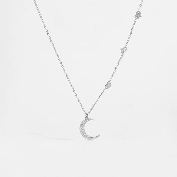 Wholesale S925 Sterling Silver Star Moon Geometric Fashion Simple All Match Stacked Clavicle Chain With Platinum And 18K Gold Electroplating For Women