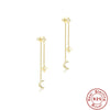 Wholesale S925 Sterling Silver Star Moon Tassel Earrings With Zirconia Treatment And Star Shaped Design For Women