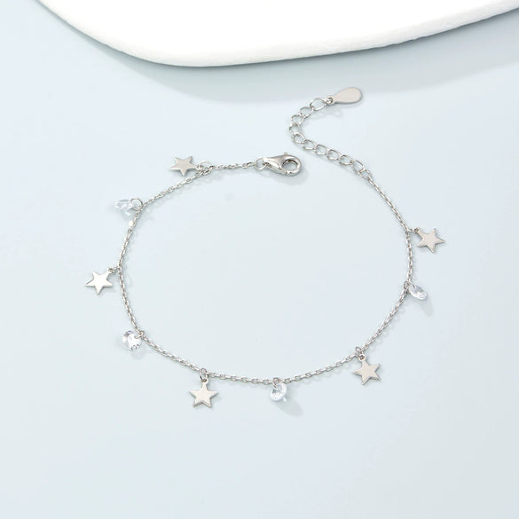 Wholesale S925 Sterling Silver Star Patterned Simple Fashion Bracelet With Electroplating Design