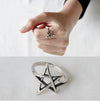 Wholesale S925 Sterling Silver Star Retro Rock Art Style Open Ring With Polishing Treatment
