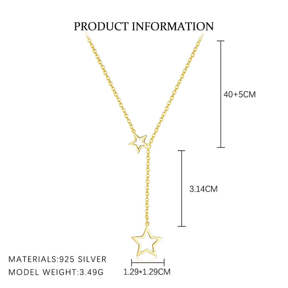Wholesale S925 Sterling Silver Star Shape Necklace For Women Light Luxury Fashion Hollowout Electroplated Cross Chain
