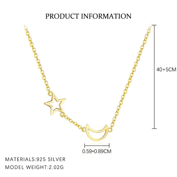 Wholesale S925 Sterling Silver Star Shape Necklace For Women Light Luxury Fashion Hollowout Electroplated Cross Chain