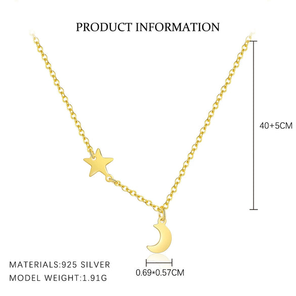 Wholesale S925 Sterling Silver Star Shape Necklace For Women Light Luxury Fashion Hollowout Electroplated Cross Chain