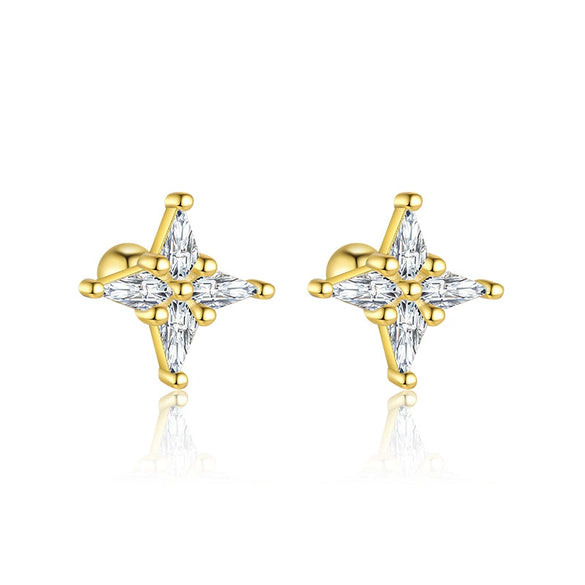 Wholesale S925 Sterling Silver Star Shape Zircon Earrings For Women With Crown Flower Bow Tie Design