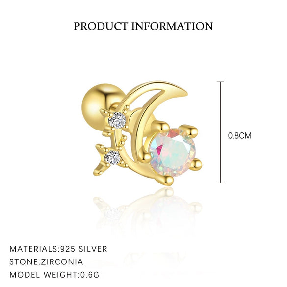 Wholesale S925 Sterling Silver Star Shape Zircon Earrings For Women With Crown Flower Bow Tie Design
