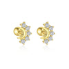Wholesale S925 Sterling Silver Star Shape Zircon Earrings For Women With Crown Flower Bow Tie Design