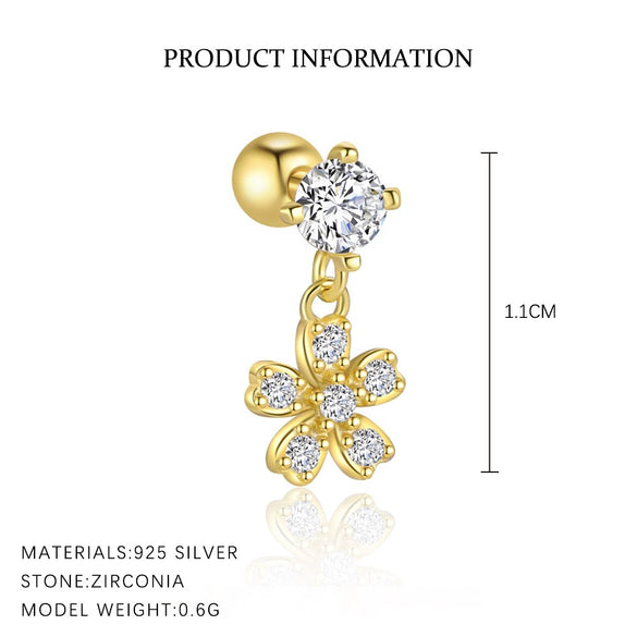 Wholesale S925 Sterling Silver Star Shape Zircon Earrings For Women With Crown Flower Bow Tie Design