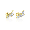 Wholesale S925 Sterling Silver Star Shape Zircon Earrings For Women With Crown Flower Bow Tie Design