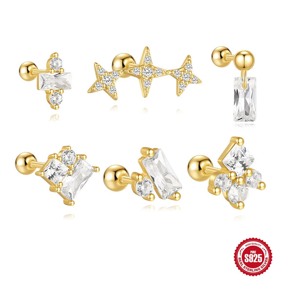 Wholesale S925 Sterling Silver Star Shaped Earrings With Zirconia Treatment For Women