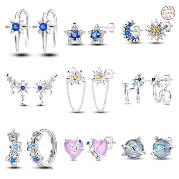 Wholesale S925 Sterling Silver Star Shaped Electroplated Earrings For Women