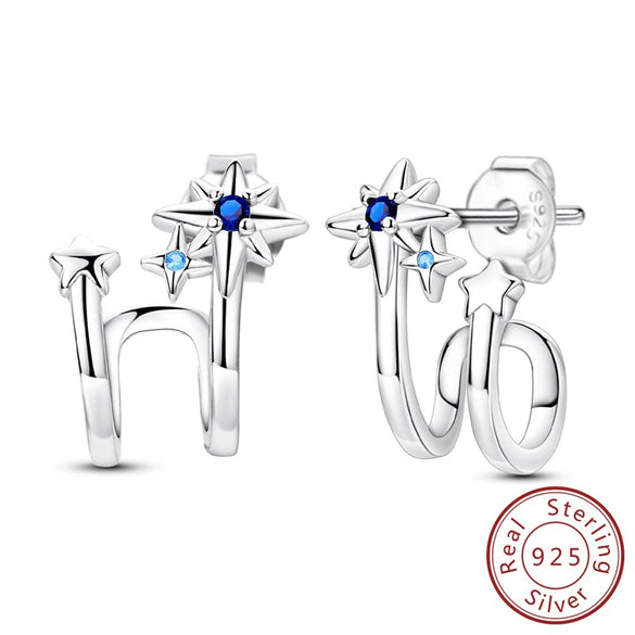 Wholesale S925 Sterling Silver Star Shaped Electroplated Earrings For Women