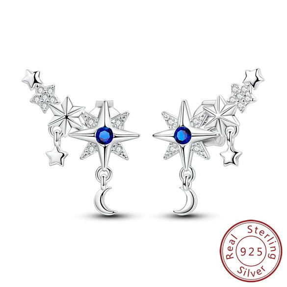 Wholesale S925 Sterling Silver Star Shaped Electroplated Earrings For Women