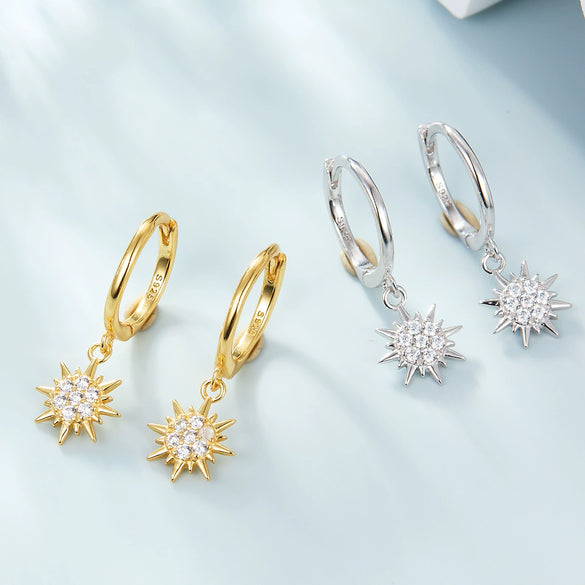 Wholesale S925 Sterling Silver Star Shaped Fashion Personality Creative Pendant Earrings With Diamond Design
