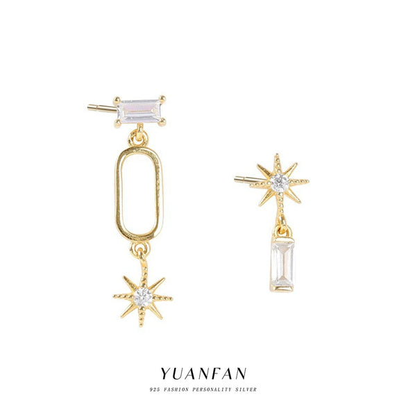 Wholesale S925 Sterling Silver Star Shaped Zircon Earrings For Women With Electroplating Treatment