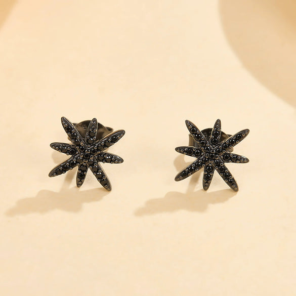 Wholesale S925 Sterling Silver Starshaped Inlaid Zircon Earrings Fashionable Stylish Design