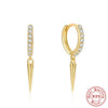 Wholesale S925 Sterling Silver Stud Earrings Punk Style Geometric Inlaid Zircon Earrings For Women