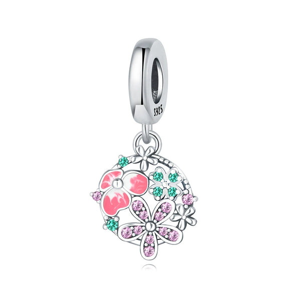 Wholesale S925 Sterling Silver Sunflower Tulip Pendant Jewelry Accessories For Bracelet And Necklace With Dripping Oil Design