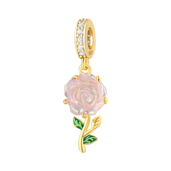Wholesale S925 Sterling Silver Sunflower Tulip Pendant Jewelry Accessories For Bracelet And Necklace With Dripping Oil Design