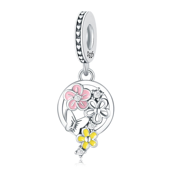 Wholesale S925 Sterling Silver Sunflower Tulip Pendant Jewelry Accessories For Bracelet And Necklace With Dripping Oil Design