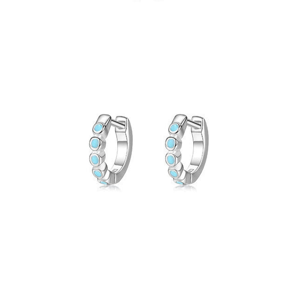 Wholesale S925 Sterling Silver Sweet Cute Row Diamond Earrings With Geometric Design And Seiko Craftsmanship