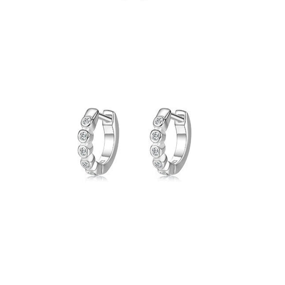 Wholesale S925 Sterling Silver Sweet Cute Row Diamond Earrings With Geometric Design And Seiko Craftsmanship