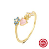 Wholesale S925 Sterling Silver Sweet Fairy Butterfly Flower Geometric Open Ring With Electroplating