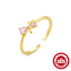 Wholesale S925 Sterling Silver Sweet Fairy Butterfly Flower Open Ring With Electroplating