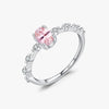 Wholesale S925 Sterling Silver Sweet Geometric Pink Crystal Diamond Inlay Female Ring