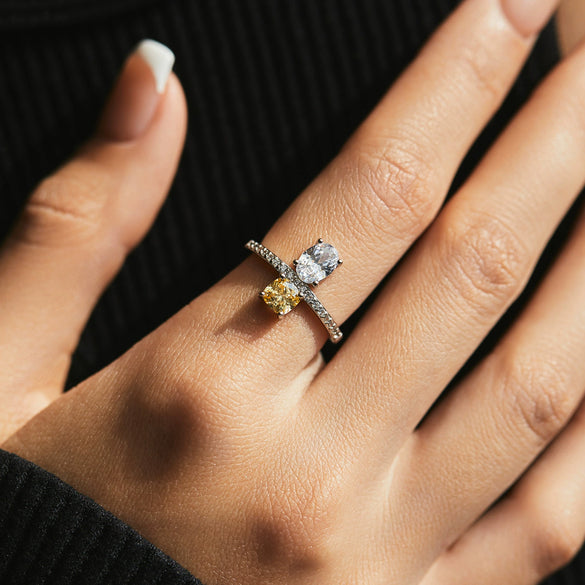Wholesale S925 Sterling Silver Sweet Square Sugar Geometric Artificial Diamond Ring For Women