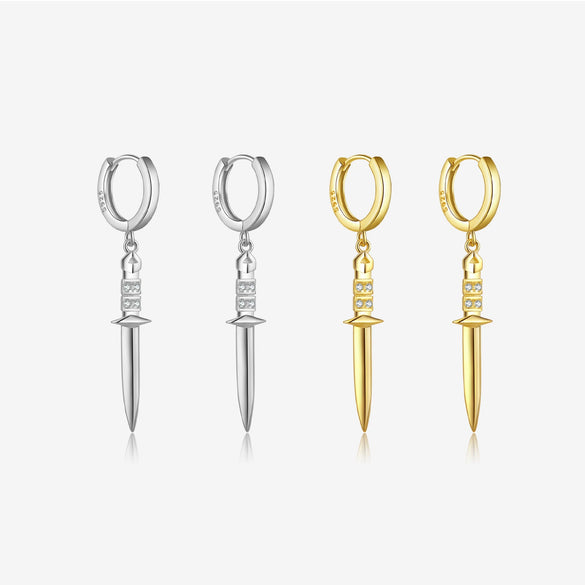 Wholesale S925 Sterling Silver Sword Ear Drop Earrings Fashion Ol Style With Platinum Or 18K Gold Electroplating For Women