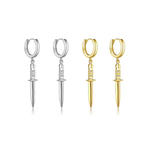 Wholesale S925 Sterling Silver Sword Ear Drop Earrings Fashion Ol Style With Platinum Or 18K Gold Electroplating For Women