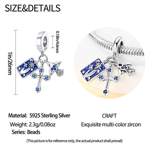 Wholesale S925 Sterling Silver Tarot Threepiece Pendant With Epoxy Design