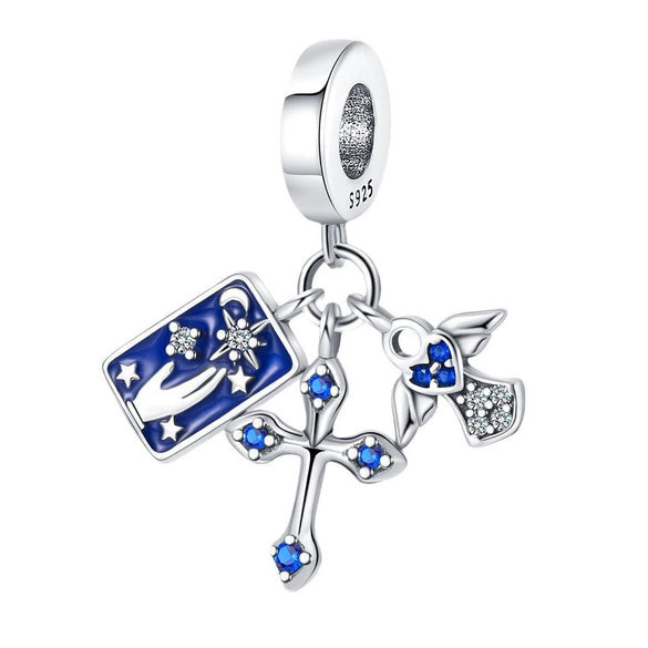 Wholesale S925 Sterling Silver Tarot Threepiece Pendant With Epoxy Design