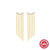 Wholesale S925 Sterling Silver Tassel Chain Geometric Star Inlaid Stone Earrings For Women