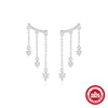 Wholesale S925 Sterling Silver Tassel Chain Geometric Star Inlaid Stone Earrings For Women