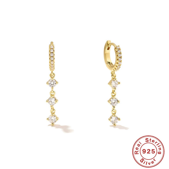 Wholesale S925 Sterling Silver Tassel Chain Geometric Zircon Earrings With Four Diamond And Star Flower Light Luxury Design For Women