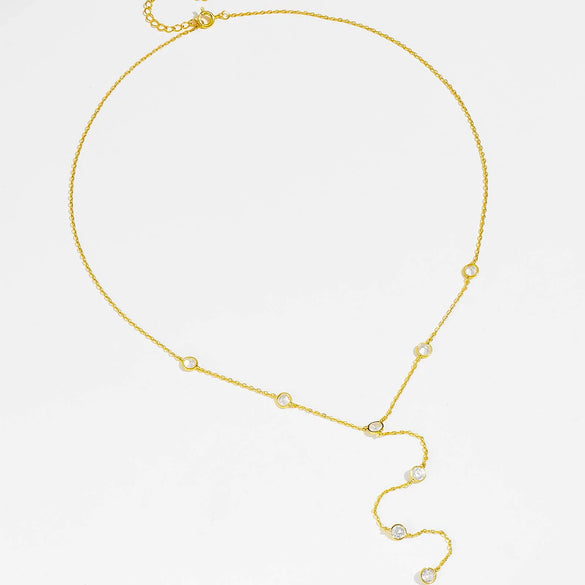 Wholesale S925 Sterling Silver Tassel Diamond Necklace Simple Cold Style Clavicle Chain With Platinum Or 18K Gold Electroplating