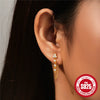 Wholesale S925 Sterling Silver Tassel Geometric Double Five Pointed Star Ear Studs Earrings With Inlaid Zircon