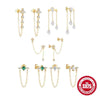 Wholesale S925 Sterling Silver Tassel Geometric Double Five Pointed Star Ear Studs Earrings With Inlaid Zircon