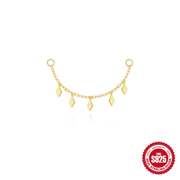 Wholesale S925 Sterling Silver Tassel Geometric Pendant Earrings With Long Chain And Cartilage Chain For Women