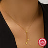 Wholesale S925 Sterling Silver Tassel Long Adjustable Heart Clavicle Necklace With Round Bead Heartshaped Pendant And O Word Chain Zirconia Design