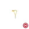 Wholesale S925 Sterling Silver Tassel Pearl Chain Flat Head Internal Thread Piercing Ear Bone Nail Earrings With Geometric Design And Electroplating Treatment For Women