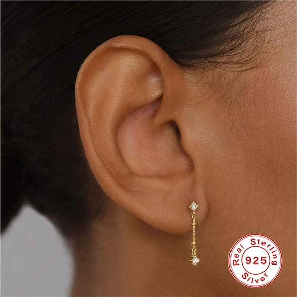 Wholesale S925 Sterling Silver Tassel Pearl Stud Earrings With Geometric Pattern And Electroplating For Women