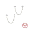 Wholesale S925 Sterling Silver Tassel Pearl Stud Earrings With Geometric Pattern And Electroplating For Women