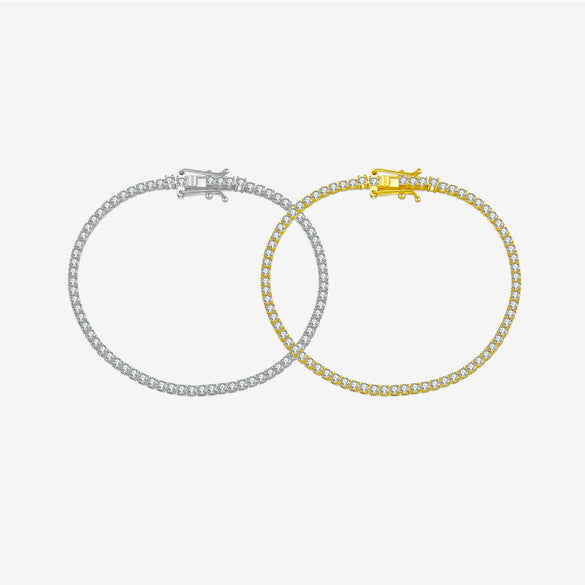 Wholesale S925 Sterling Silver Tennis Chain Bracelet With Single Row Zircon Inlay And Geometric Pattern Electroplated In Platinum Or 18K Gold For Women